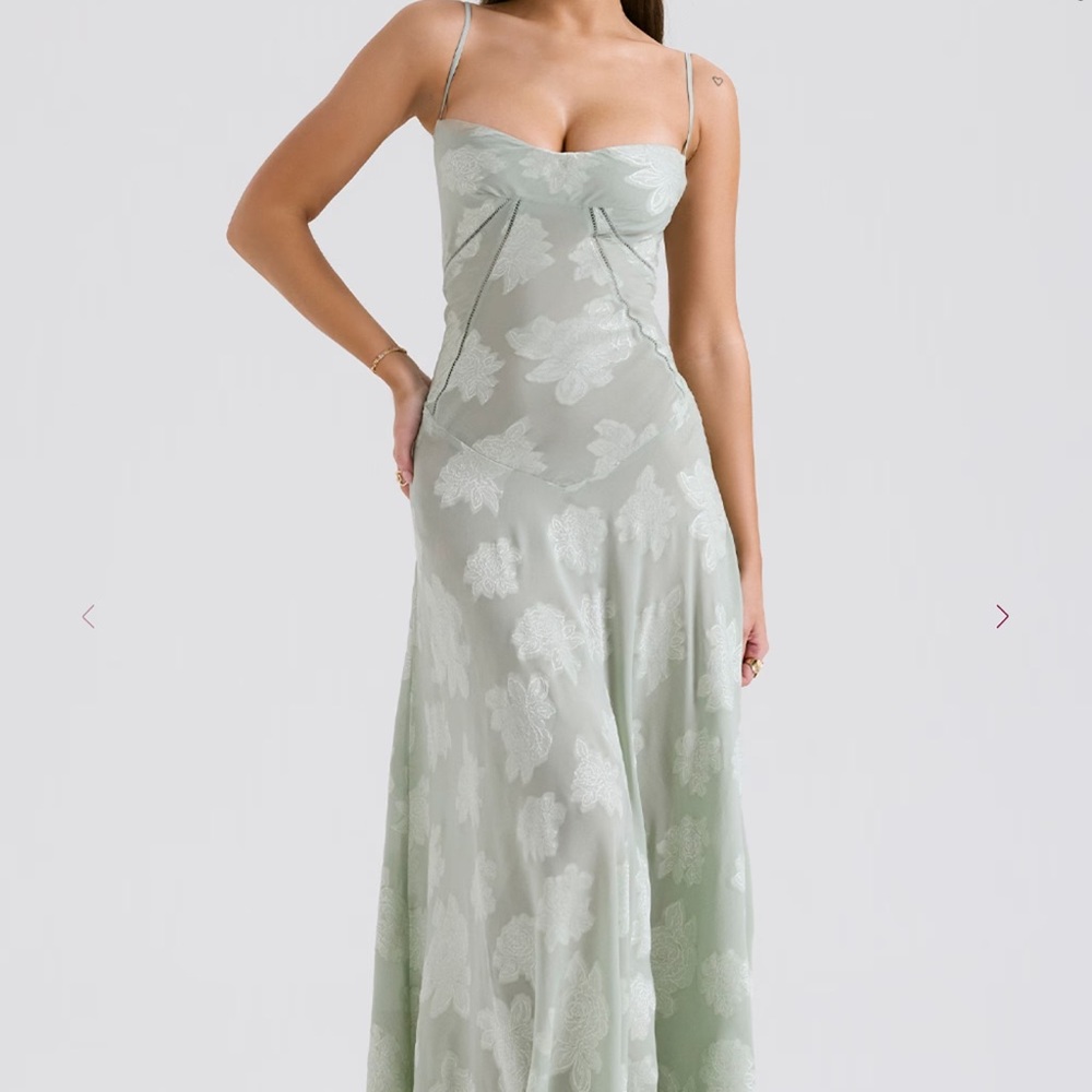 House of CB Light Green Floral Maxi Dress